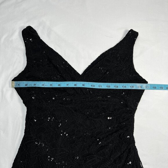 Lauren Ralph Lauren Black Lace Maxi Dress Evening Gown Sequin Detail Formal 2 - Picture 5 of 11